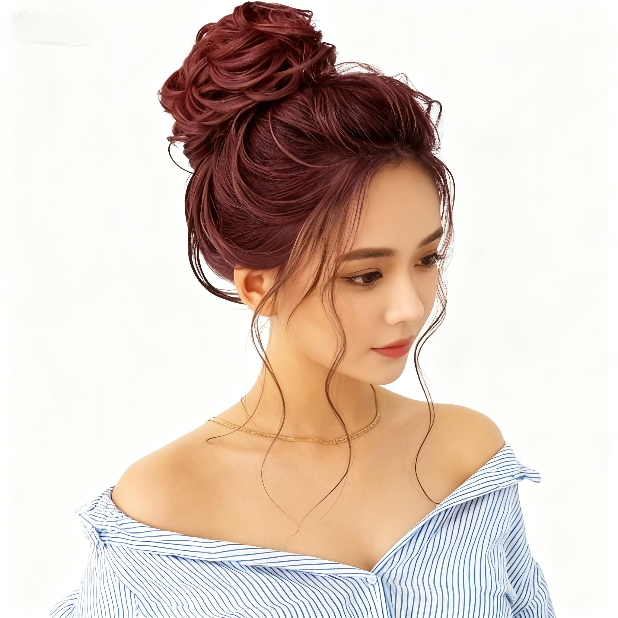 Casual Fluffy and Flowing Hair Bun - 6inch Clip-In Ponytail Hairpiece|Voluminous hair ring, fashionable messy updo accessory, quick hairstyle refresh, Korean trend, Valentine's Day women's wig