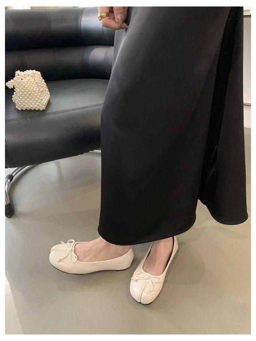 New Women Flats Soft Ballet Shoes Slip On Loafers Soft Moccasins Tabi Ninja Casual Shoes Mujer Ladies Shoes Bow Knot Mujer