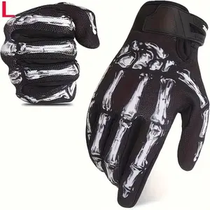 Halloween Skull Print Rose Ghost Clawtouch Screen Gloves, Full Finger Bike Riding Gloves, Sports Outdoor Gear, Unique Design
