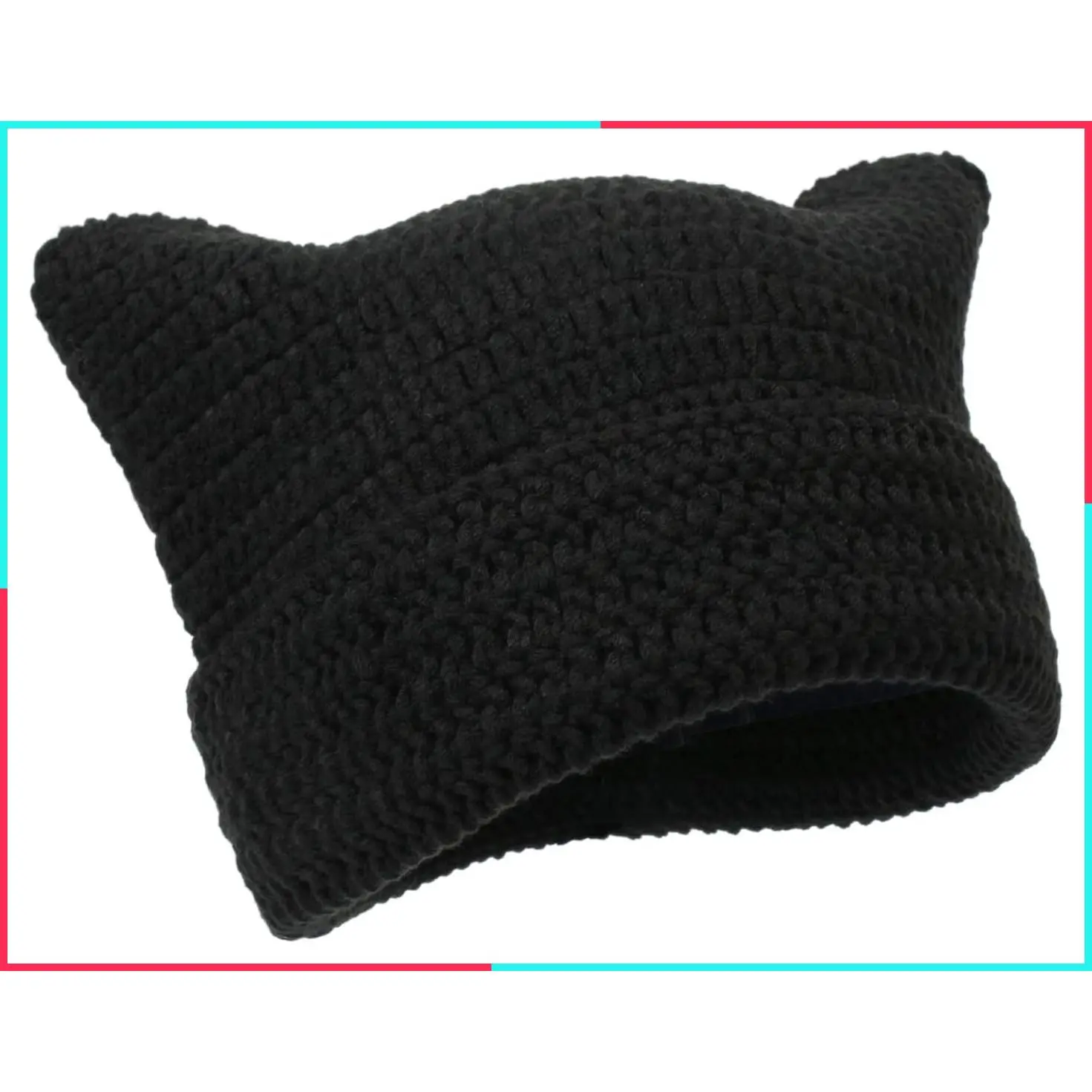 Warm Winter Knit Beanie for Women, Soft Slouchy Hat with Cat and Fox Designs