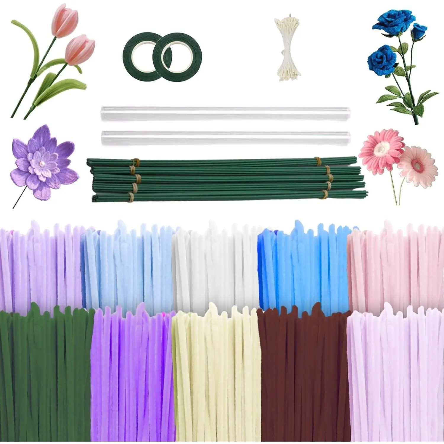500 count Pipe Cleaners Craft,10  Colors Pipe Cleaners Bulk, Chenille Stems for DIY Flower Making Kit, Art Supplies Pipe Cleaners for Projects Creative DIY Room Decor
