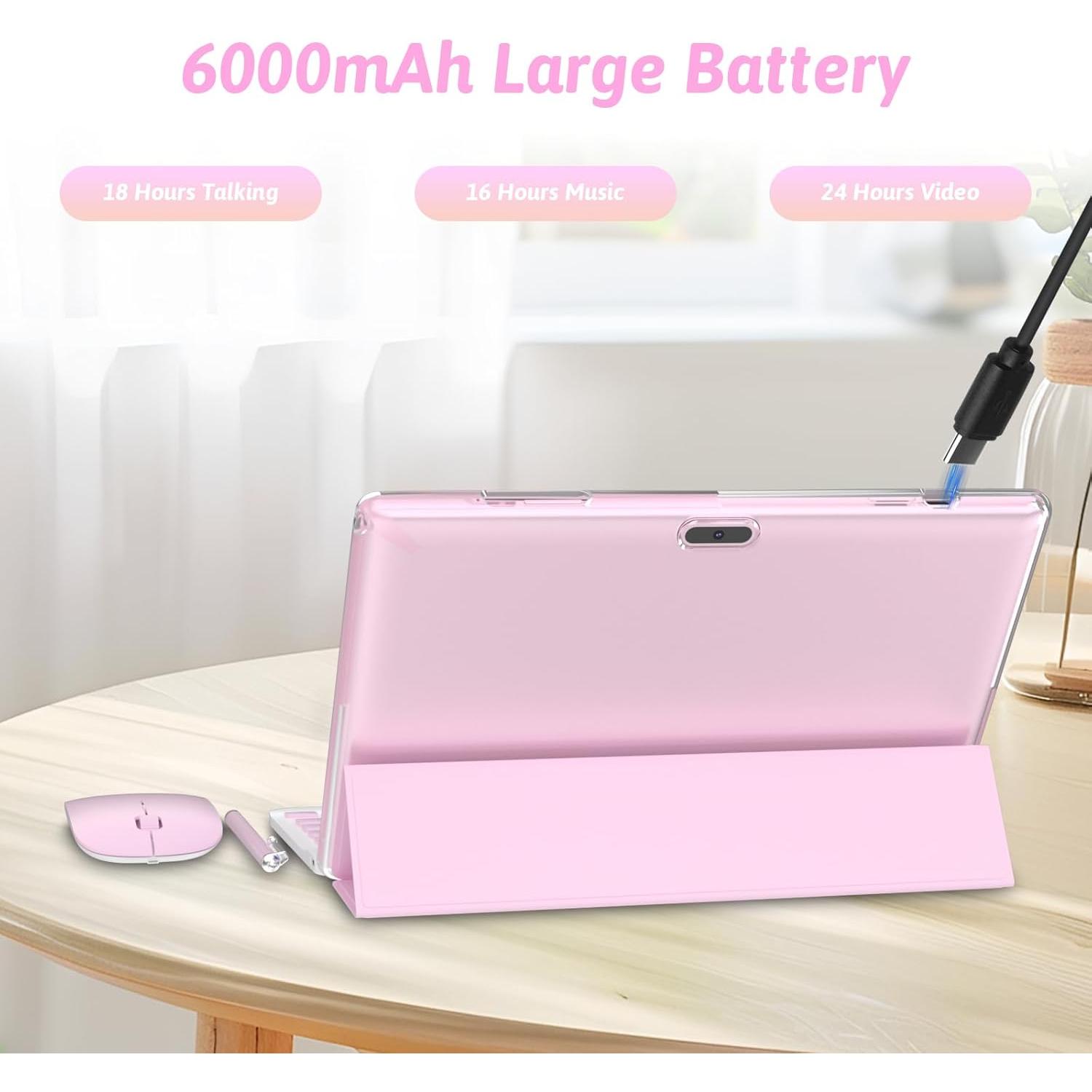 SUNDAY MIRTH Android 15.0 10Inches Tablet, 18GB RAM+128GB ROM+2TB Expandable, Tab Set with Keyboard/Case//Stylus, 2.0GHz Quad-core Processor, 1280 * 800 IPS HDScreen, 5G WiFi6 BT 5.0 ()