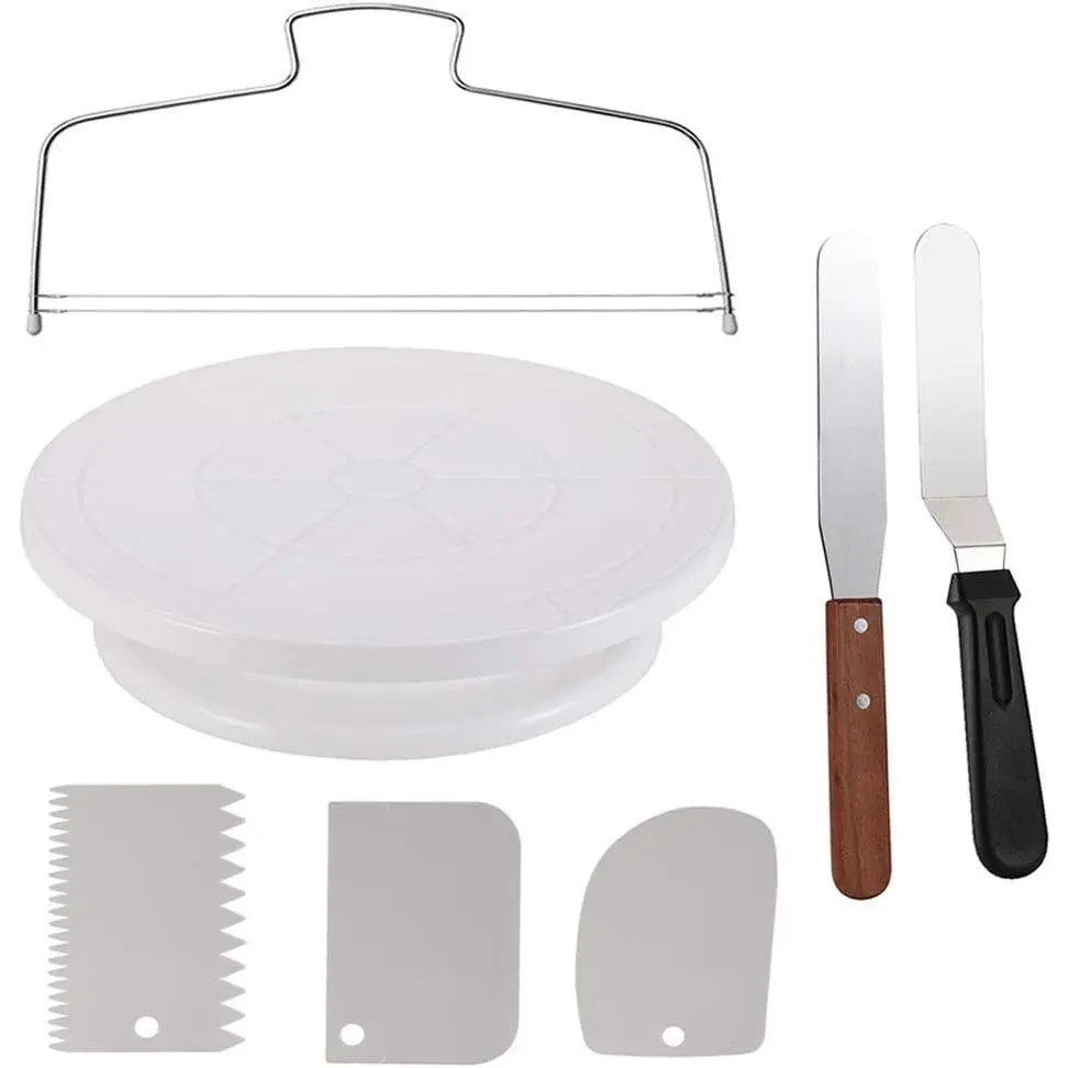 Cake Decorating Turntable,Cake Decorating Supplies with Decorating Comb/Icing (3pcs),2 Icing Spatula with Sided & Angled …
