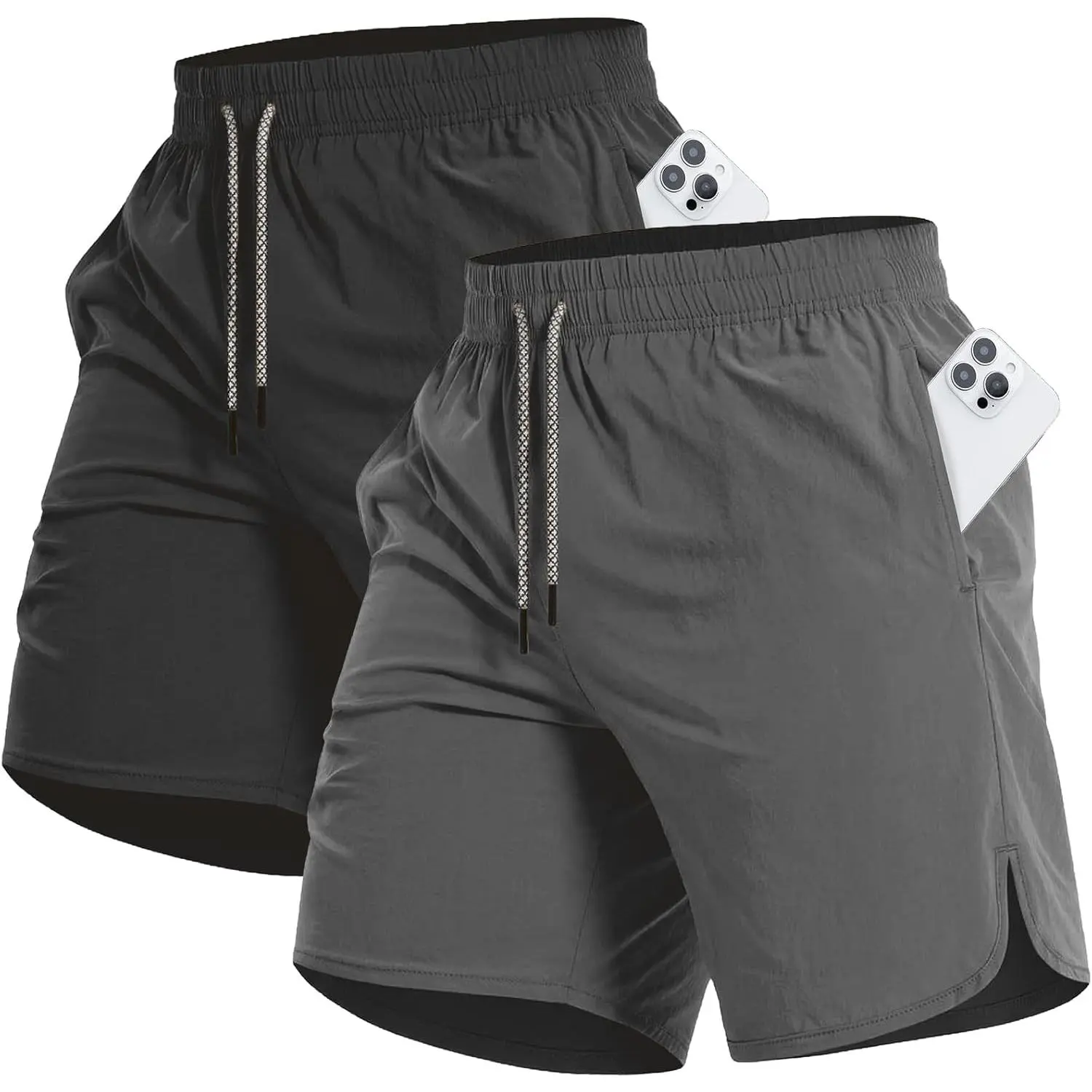2 Pack Men's Running Athletic Shorts 7'' Quick Dry Sports Gym Shorts with Pockets, Exercise Workout Shorts Men