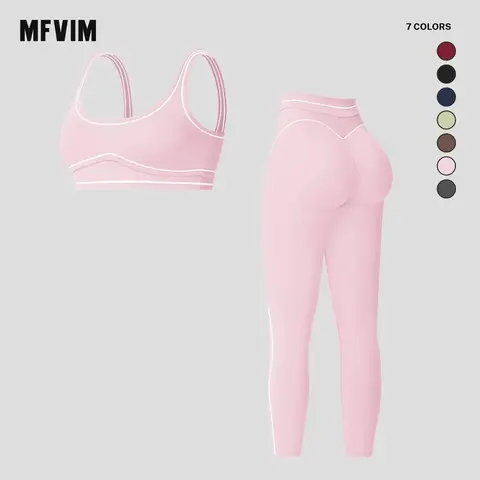 MFVIM Women's 2-Piece High Support Fitted Yoga Set, Quick Dry Active Wear Fitness Suit, Matching Sets for Women Casual Sports Clothing (Back to School)