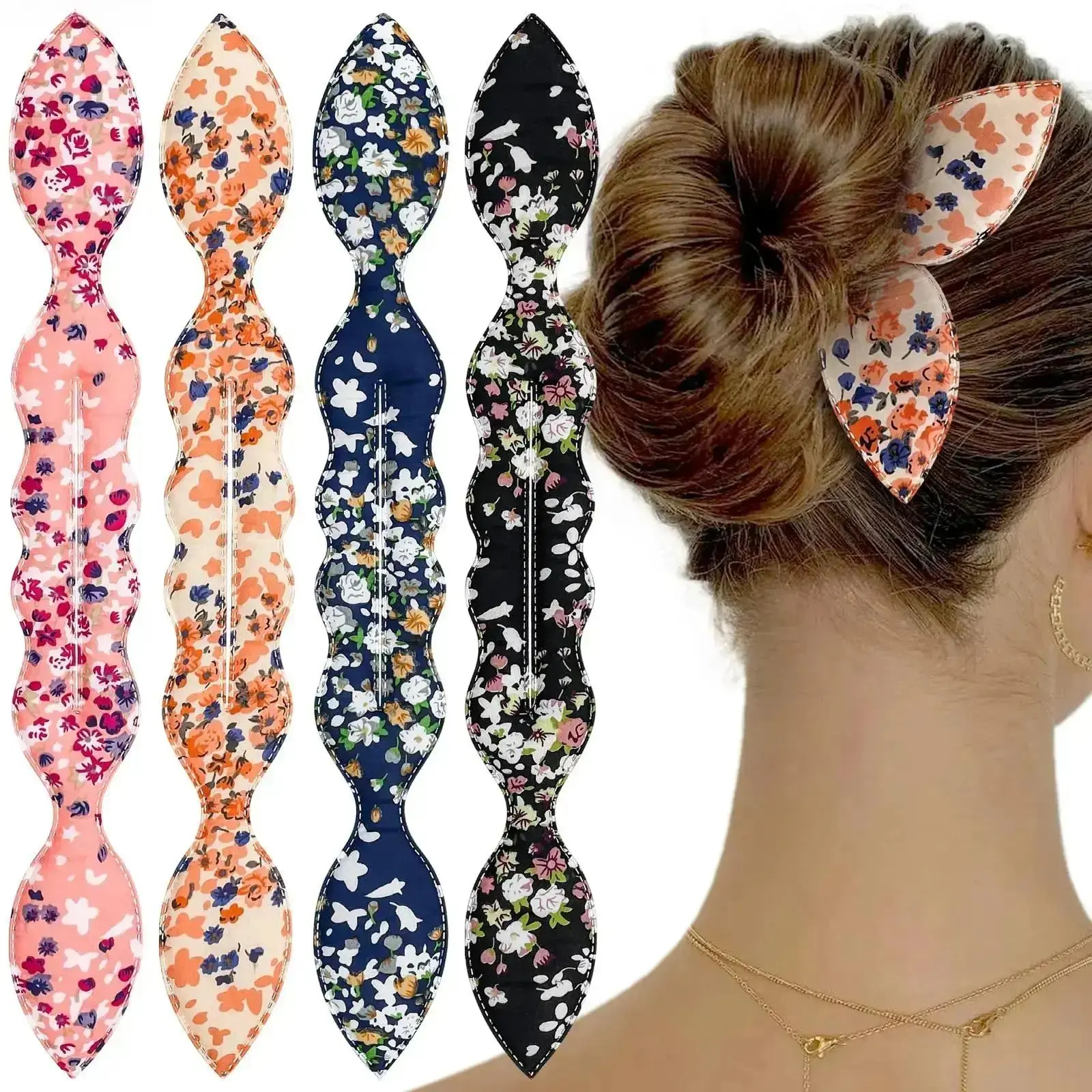 Women’s Hair Bun Maker Set 4PCS, No Heat Hairstyle Tool with Magic Comb & French Twist Styling Accessories, Easy Quick Updo Hair Holder for Long Hair, Reusable Lightweight Hair Accessories for Daily Wear, Travel, Work & Party sohochic