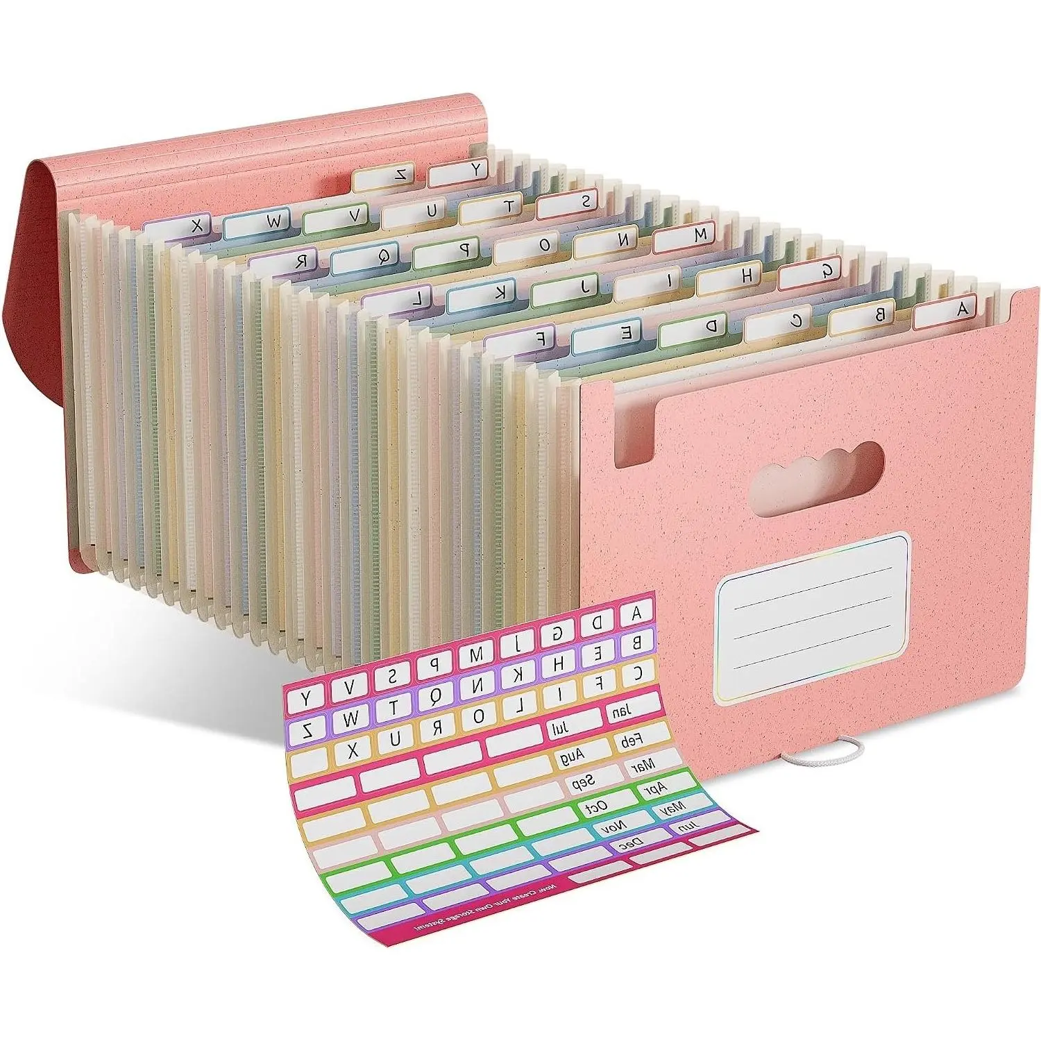 26-Pocket Accordion File Organizer, Strawberry Pink | Wheat Straw Expanding File Folder with A-Z Tabs, BPA Free, Letter/A4 Size, Monthly Bill Receipt Organizer for School OfficeGift