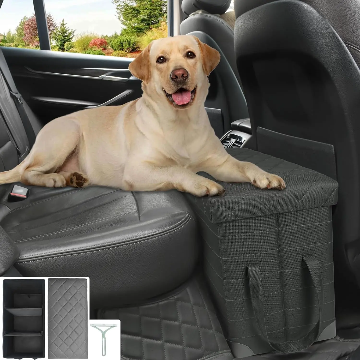 Car Back Seat Extender for Large Dogs up to 200lbs,Dog Car Back & Front Seat Extender with Storage,Pets Can to Have The Whole Front/Back Seat to Stretch Out and Nap On Trips