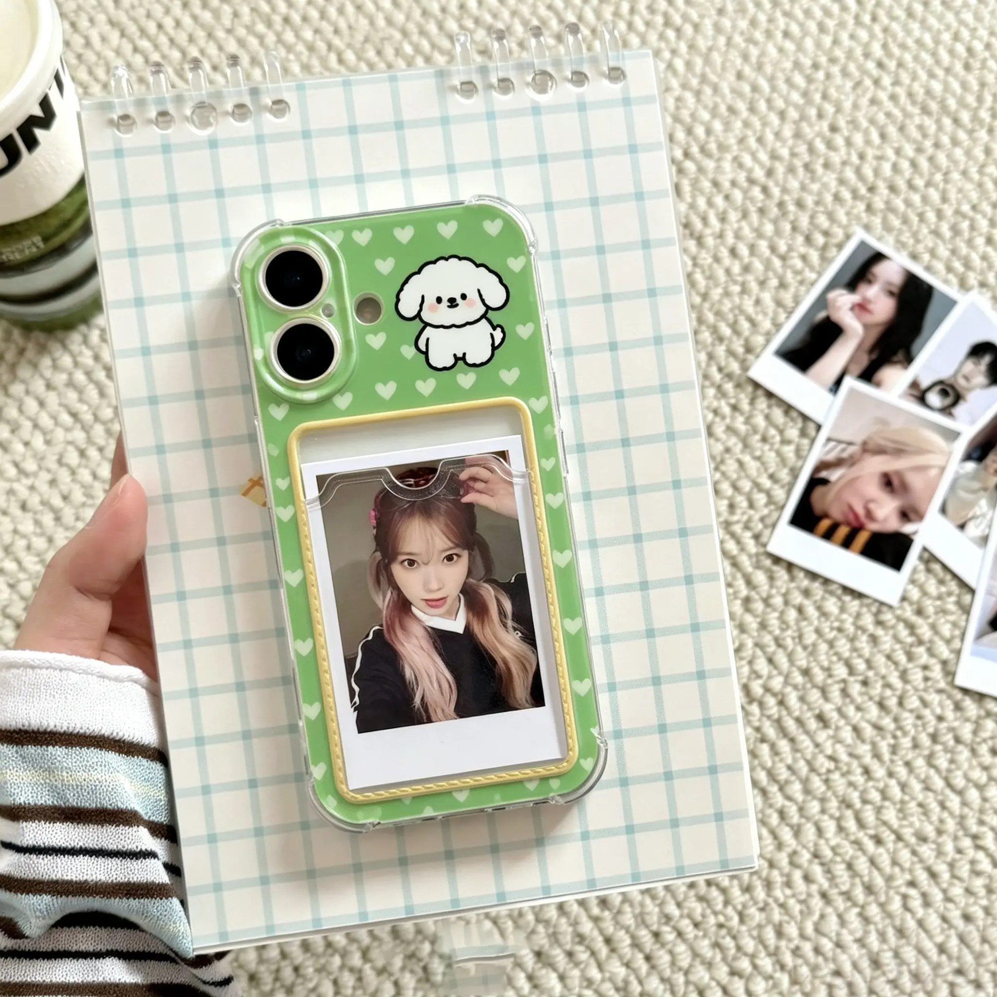 Cute Cartoon Handheld Smartphone Card Holder Casing - TPU Material, Transparent 1, Camera Protection, Cute Accessories, Many Models for iPhone 17,16,15,14,13,12,11,X,XS Max & Samsung Devices