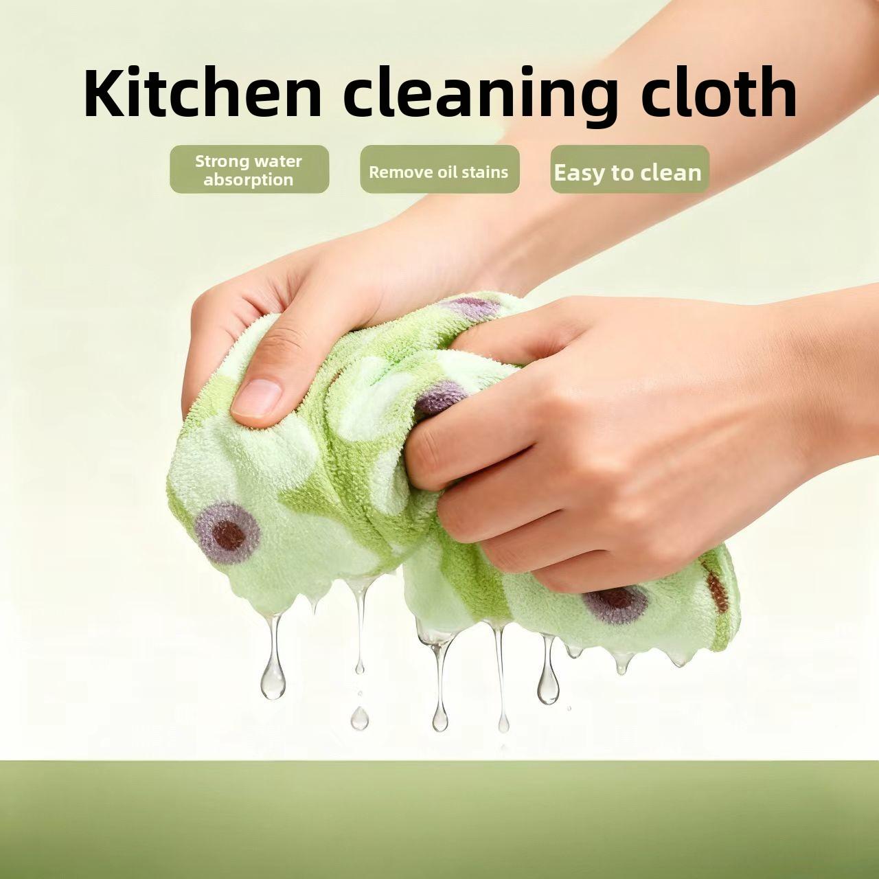 Light purple coral fleece dishcloth, bamboo fiber absorbent thickened cationic cleaning cloth, kitchen lazy cloth