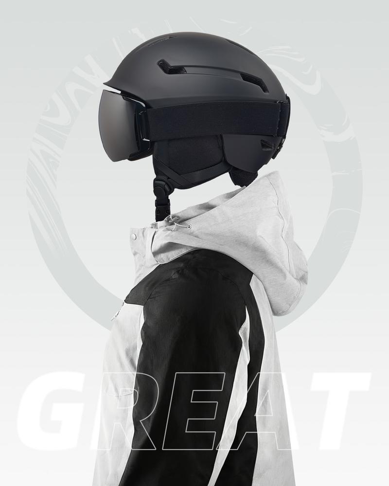 [Multi-Color Options]Adult Snowboard Helmet - Durable PC Shell, EPS Foam & Ventilation System - Unisex Ski Helmet in Matte Black, Gray & White for Men, Women & Youth