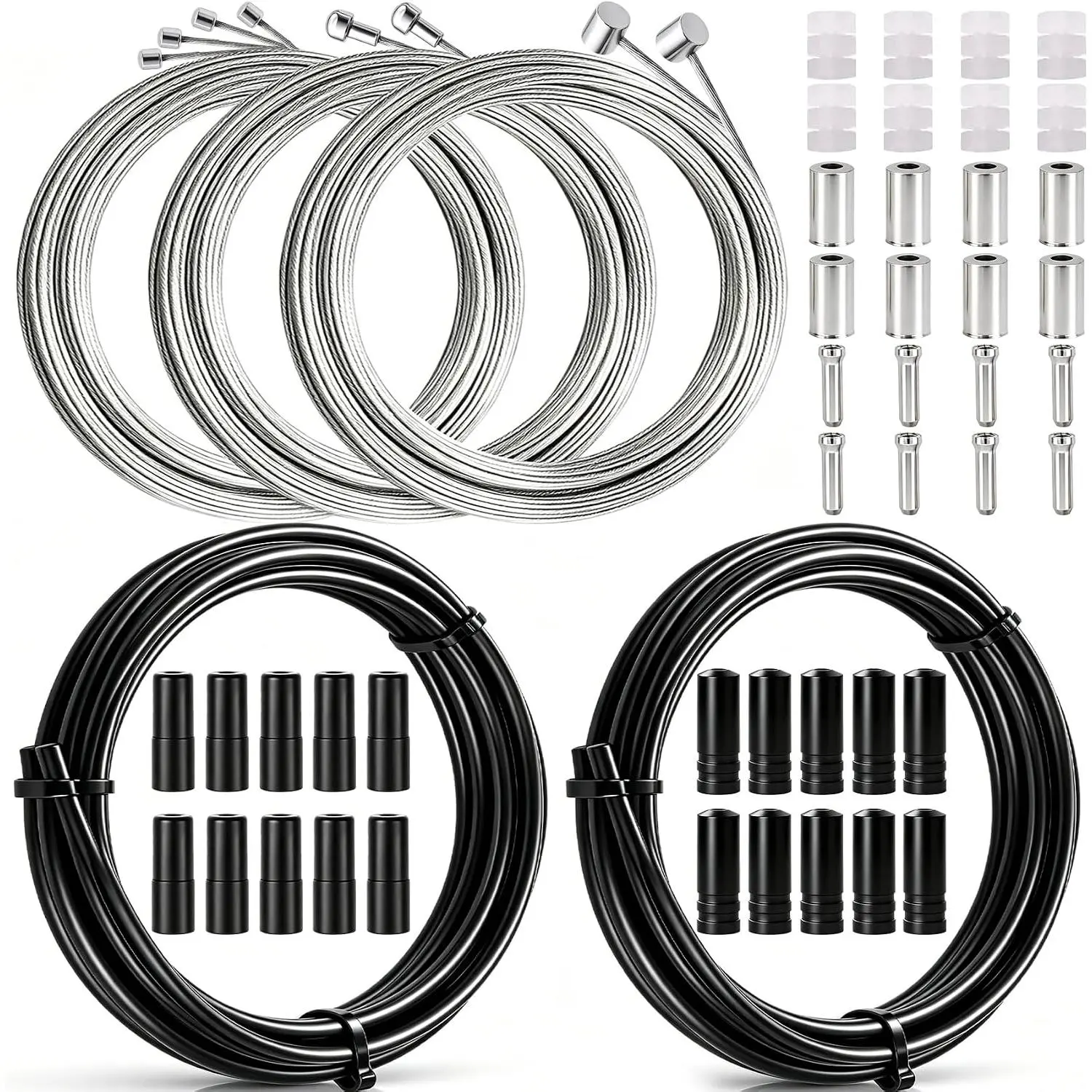 Outdoor sports Taiss Universal Bicycle Brake Cable,Bicycle Shift Derailleur Bike Cable Housing Kit with O-Rings End Caps for Mountain Road Bike Repair(red/Black)