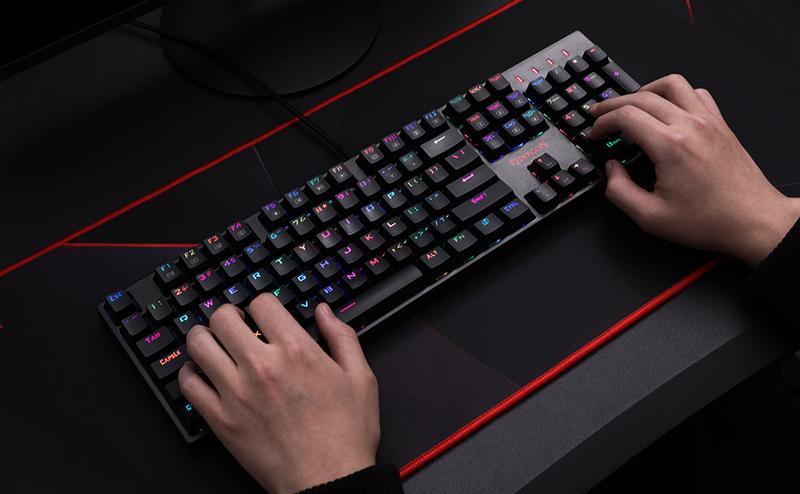 Redragon K582 SURARA RGB LED Backlit Mechanical Gaming Keyboard with 104 Keys-Linear and Quiet-Red Switches
