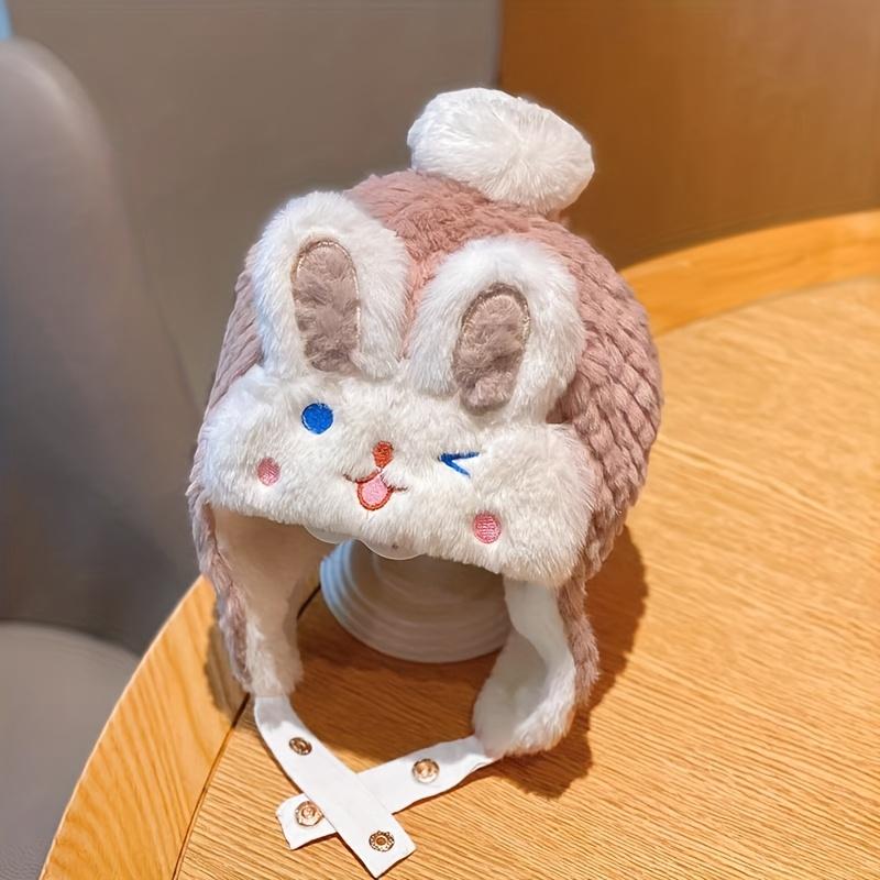 NewNew1 Winter Thickened Warm Girls' Cartoon Cute Casual Fashion Earmuff Hat for Outdoor Play, Walking, Travel & Cycling - Suitable for Old, Travel Hat, Playful Design, Soft Fabric, Warm Material, Earmuff Hat, Young