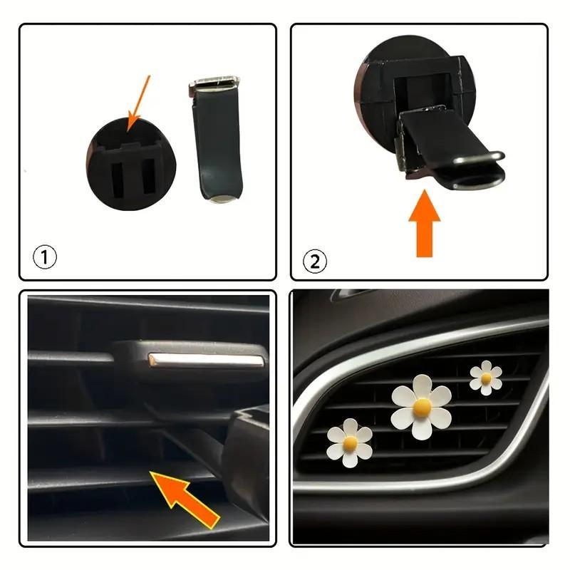 Daisy Flower Design Car Air Vent Clip, Car Air Freshener Clip, Car Interior Decoration Accessories for Women & Girls
