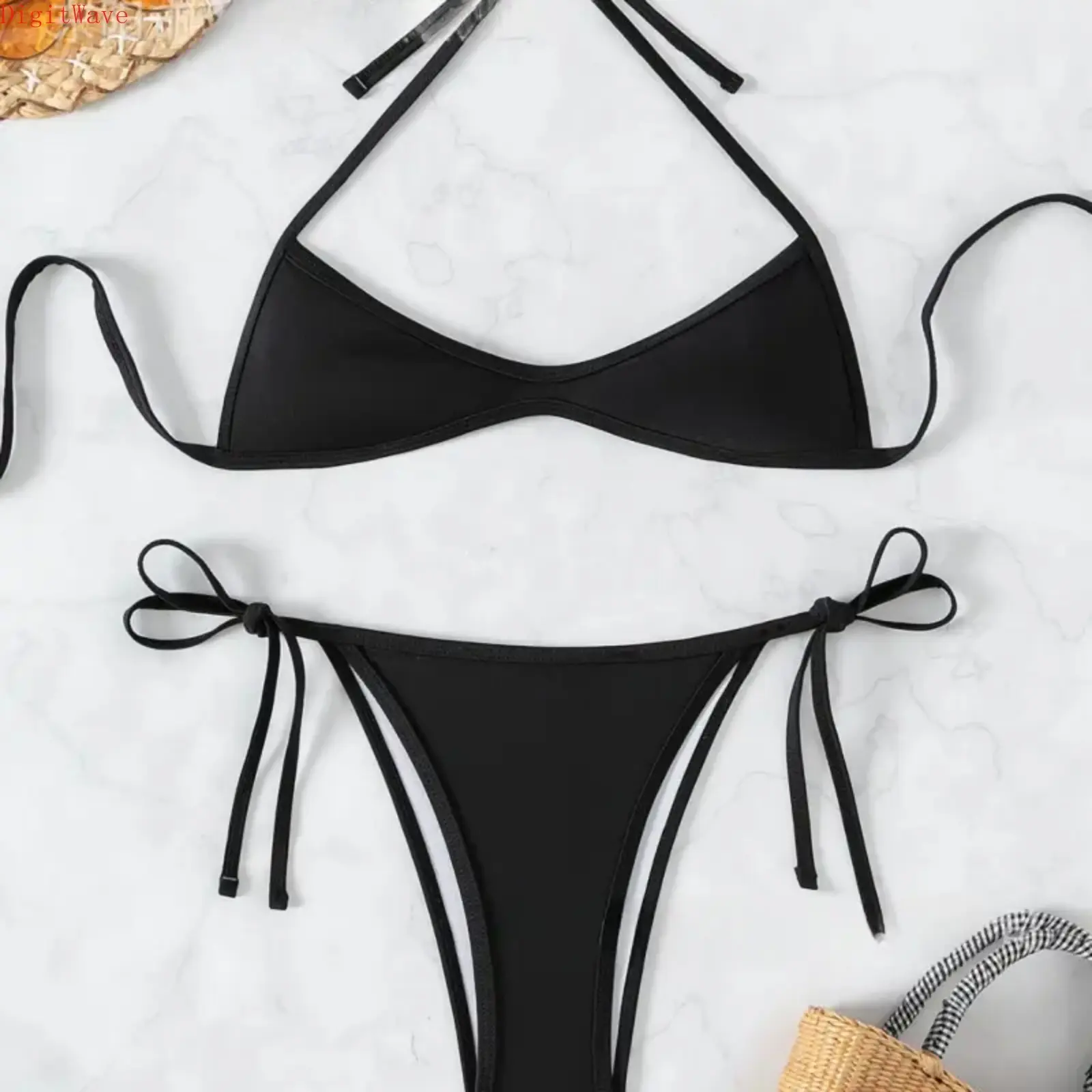 2026 New Solid Color Bikini Set, Sexy High Cut Thong Swimsuit, Two Piece Bathing Suit, Slim Fit Beachwear, Trendy Summer Swimwear for Women, Pool Party Vacation Ocean Side Wear summerwins tiktokshopbacktoschool