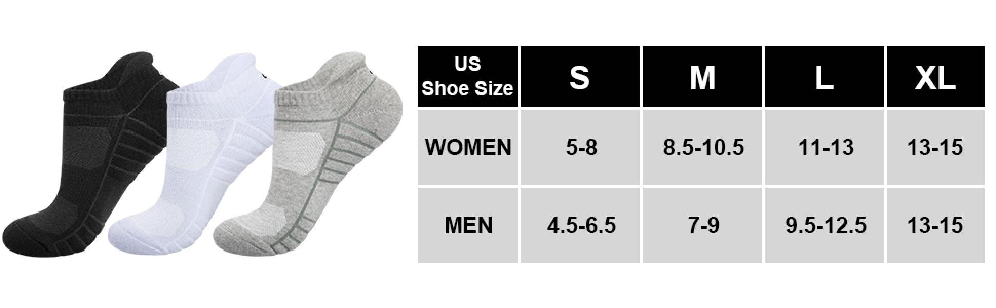 Athletic Running Ankle Socks, Low Cut Cushioned Anti-Blister Tab Sports Socks Men Women 6Pairs