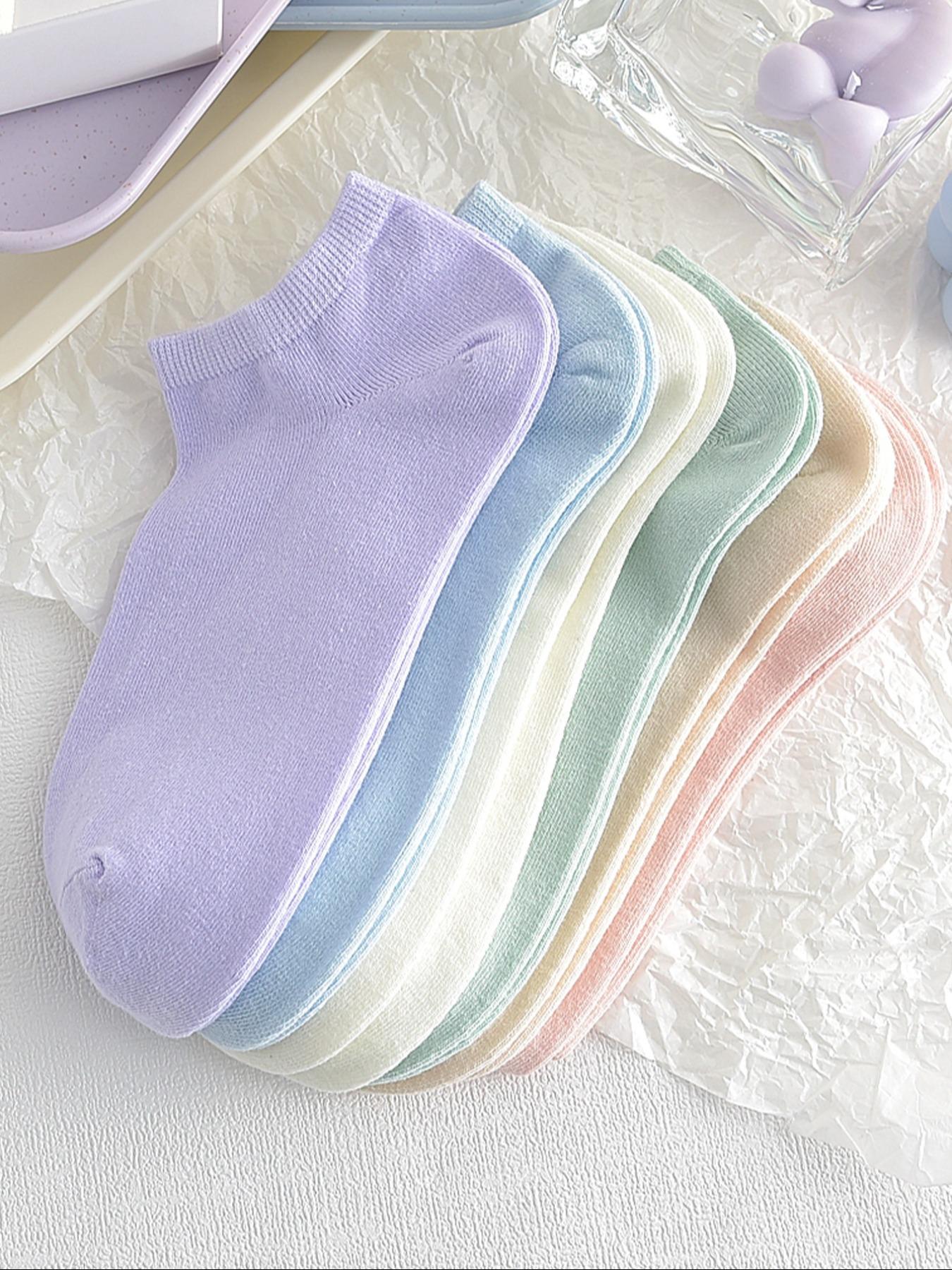 Random Color Women's Solid Ankle Socks, Casual Moisture Wicking Low Cut Socks, Soft Comfy Breathable Socks for All Seasons Daily Wear, Underwear, Breathable Polyester Socks