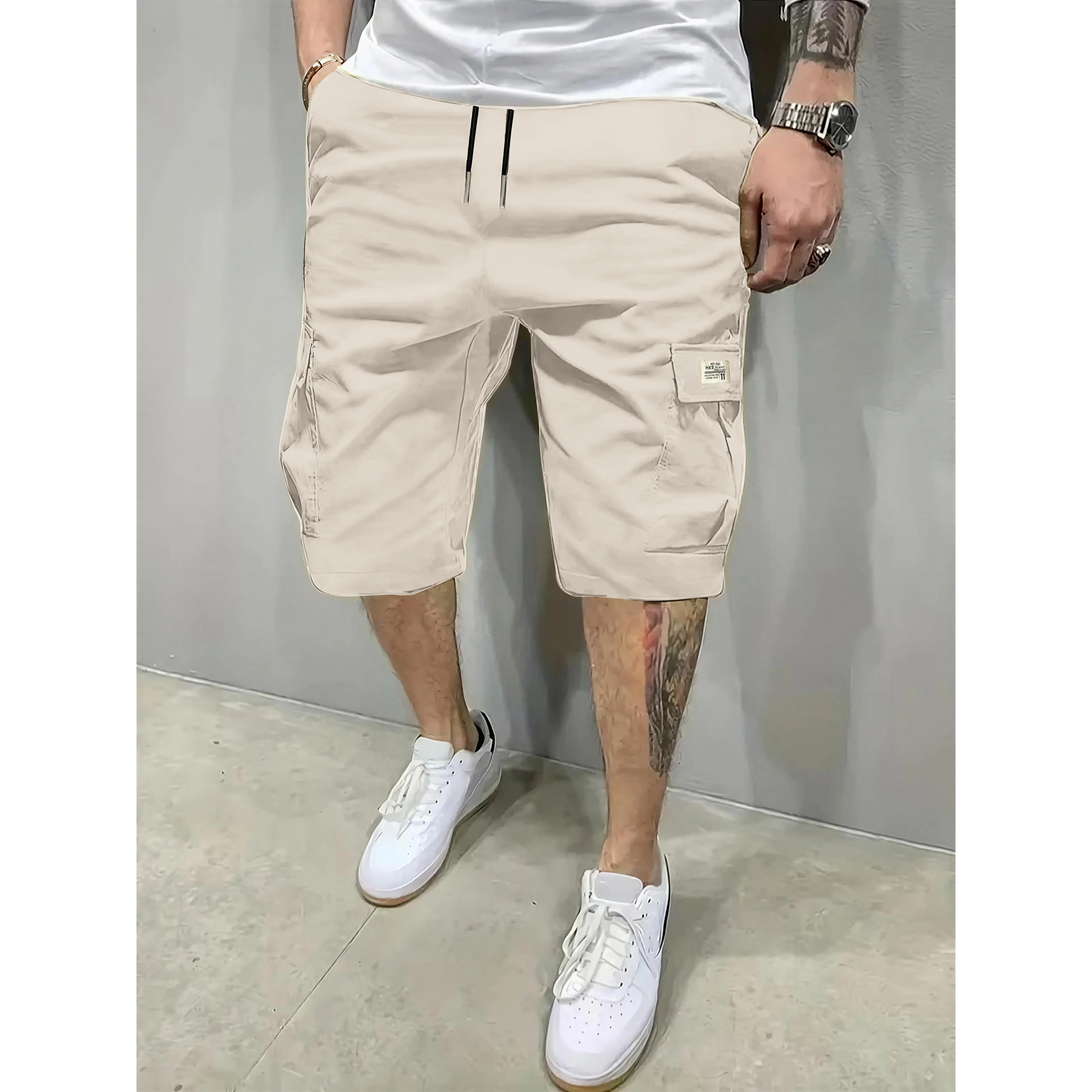 Summervibes Men’s Premium Polyester Summer Cargo Shorts - Multiple Pockets, Lightweight Breathable, Regular Fit, Baggy Tactical Army Style Combat Bottoms, Utility Work/Hiking Jorts, Zip Closure, Grey, Standard Sizes,four-way,stretch,solid,color,work short