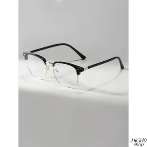 2026 New 3-Piece Retro Half-Rim Glasses Set, Classic Black & Gold Frame Decorative Eyewear With Oversized Transparent Lenses, Anti-Blue Light Eye Protection Spectacles Suitable For Daily Casual Outfits, Office Work And Fashion Street Styling, Only Glasses