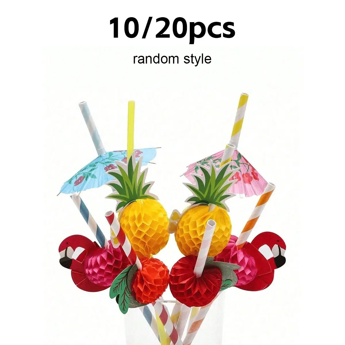 10/20 Pack Fruit Cocktail Paper Straws, Party Drink Straws, Outdoor Camping, Beach Dining, Tropical Party Set, Daily Use