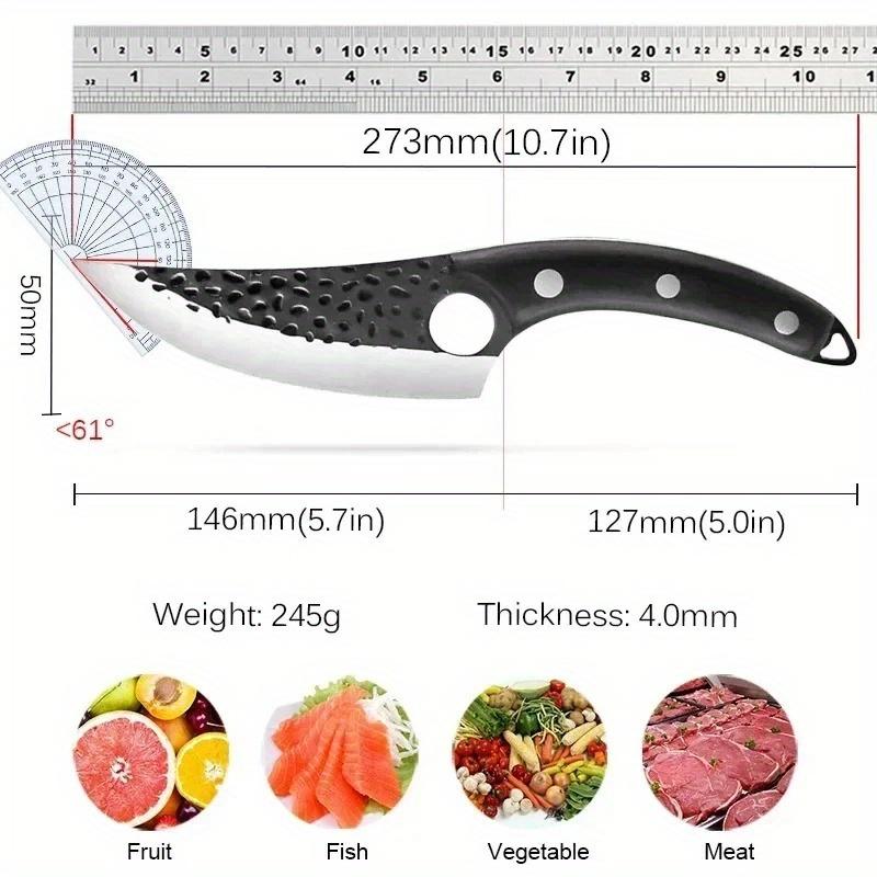 Portable black kitchen Knife Cutting Meat Boning and Peeling Knife Small Curved Knife Killing Fish Pig Sheep Cutting Pork Fruit Knife Barbecue Knife