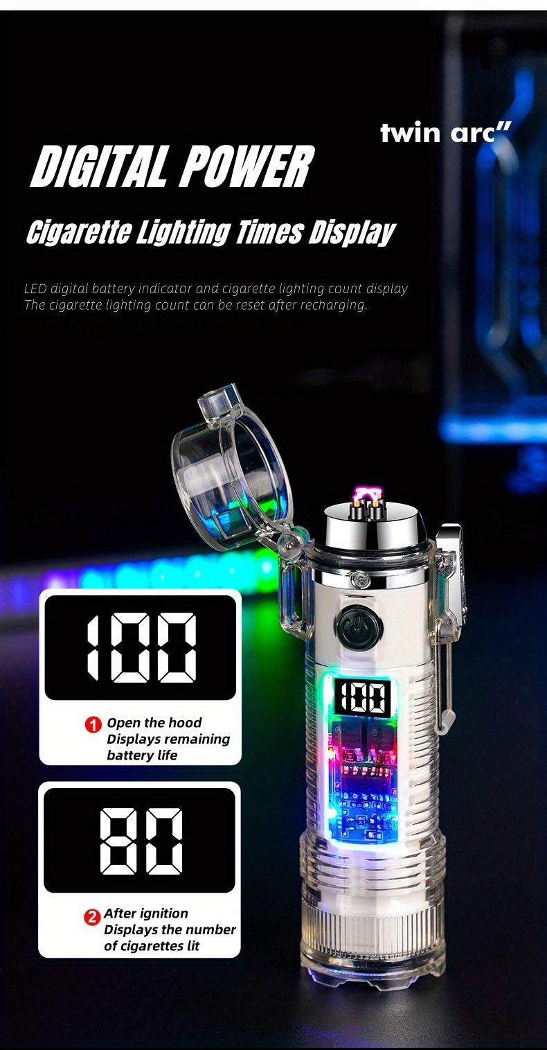 Windproof USB-C Rechargeable Lighter with Flashlight, Fast Charging,Compact & Portable for Camping, Hiking, Travel - Ideal Outdoor Survival, Gifts for Men, Electricians, Mechanics - Safe Flameless Plasma Ignition, Camping Gear