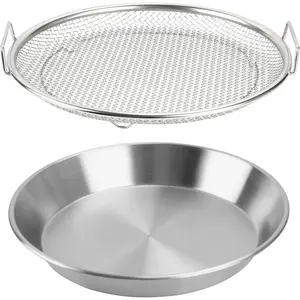 Oil Filter Tray, Stainless Steel Mesh Drain Basket Colanders Air Fryer Accessories for Fried Food Draining Rack Barbecue Grill Tray Net Draining Pan Strainer for Vegetable Dessert