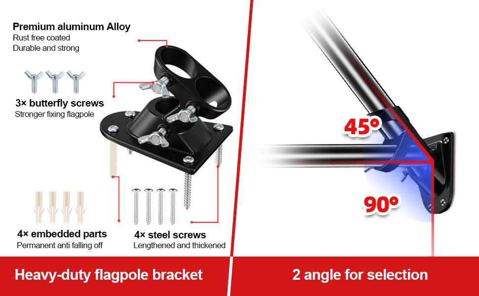 Flag with Pole for Outside - 6FT Tangle Free Flagpole Kit,4x6FT Embroidered Stars US Flag, 2 Position Mounting Holder for, Front Porch, Patriotic Display