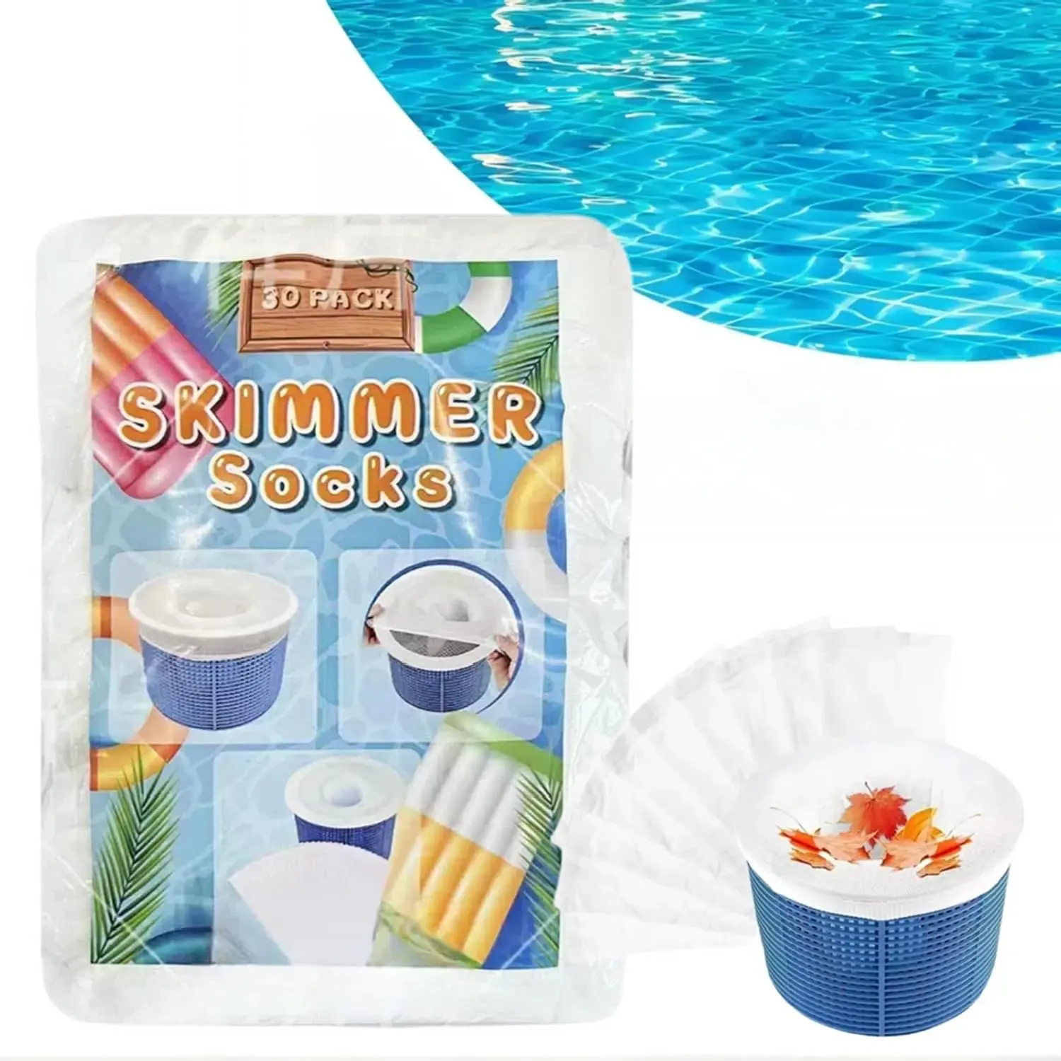 30-Packs Pool Skimmer Socks Above Ground Pool Ultra Fine Mesh Screen Socks Inground & Above Ground Pools  Filter Socks for Pool Skimmer Turbo  Hair Catcher for Pool Skimmer Baskets