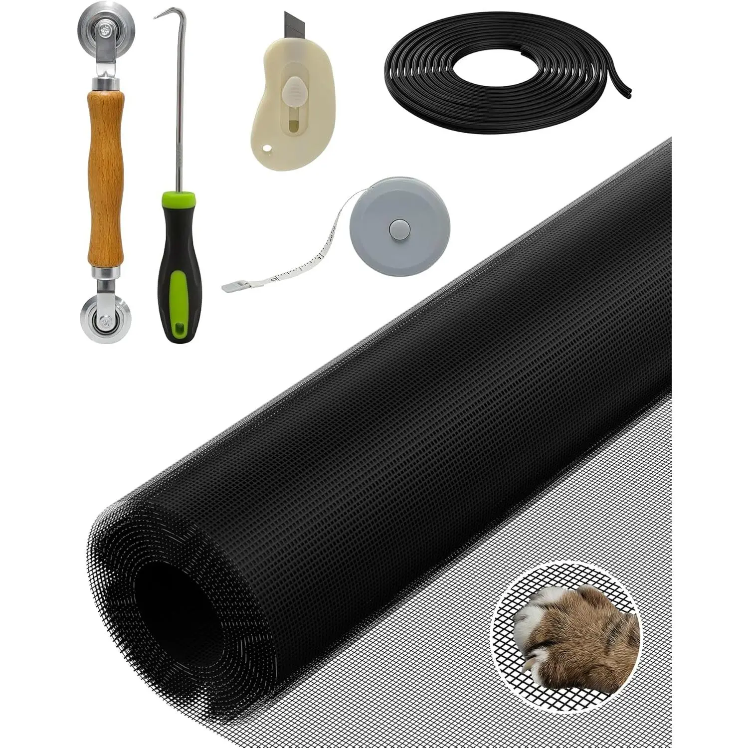 Replacement Window Screen Door Repair Kit - 48"x118" Durable Mesh Screen with Tools - DIY Replacement for Window, Sliding Door, Porch, Home, RV & Patio