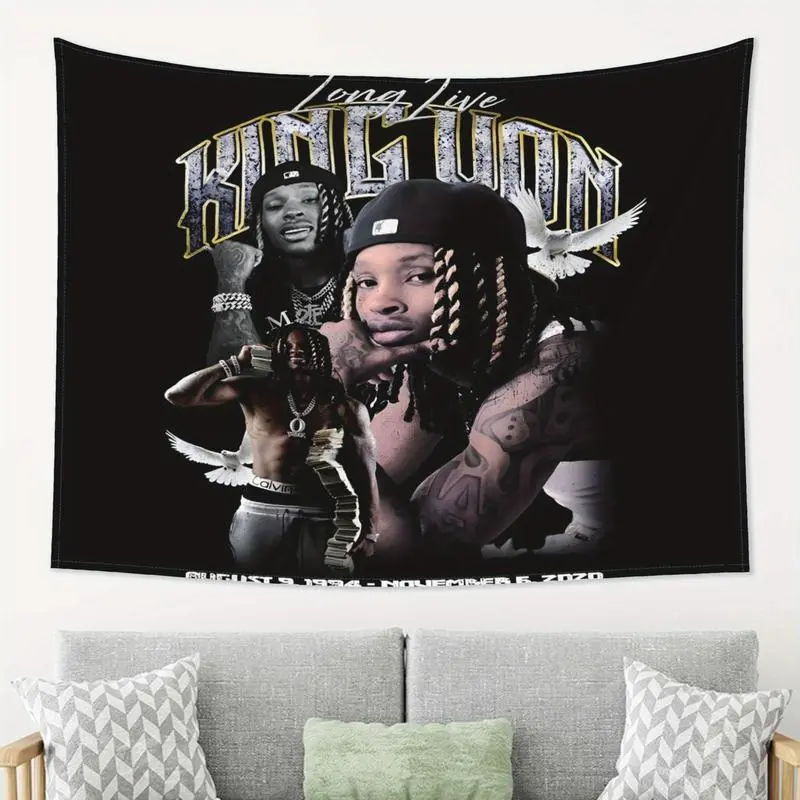 King Von Crazy Story Printed Polyester Tapestry, 30x40 in Multi-Size Durable Decorative Wall Hanging, Wrinkle-Resistant Soft Home Textile, Hand Wash Cold Fading Proof Decoration for Bedroom, Living Room, Ideal Gift