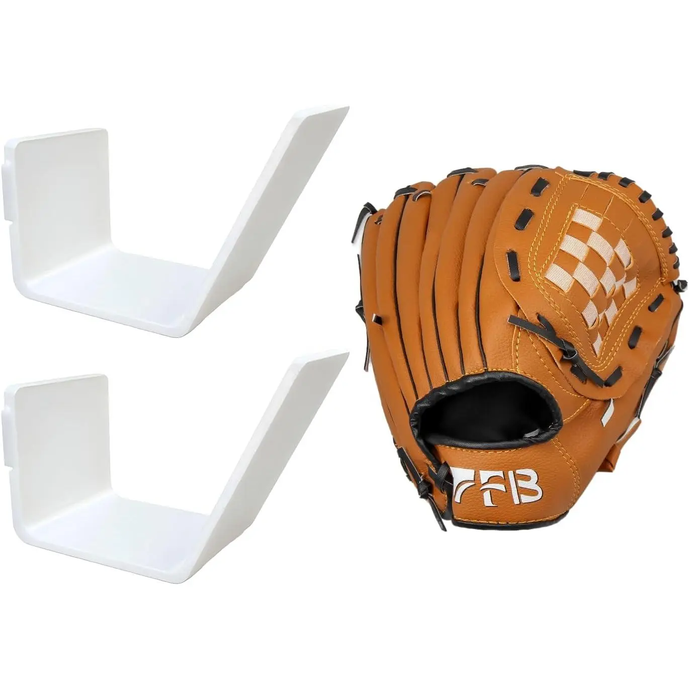 Baseball Glove Wall Mount Display Rack, White, Heavy-Duty Plastic, 2 Pack, Space-Saving Storage, Form-Preserving Design for Baseball Softball Equipmen