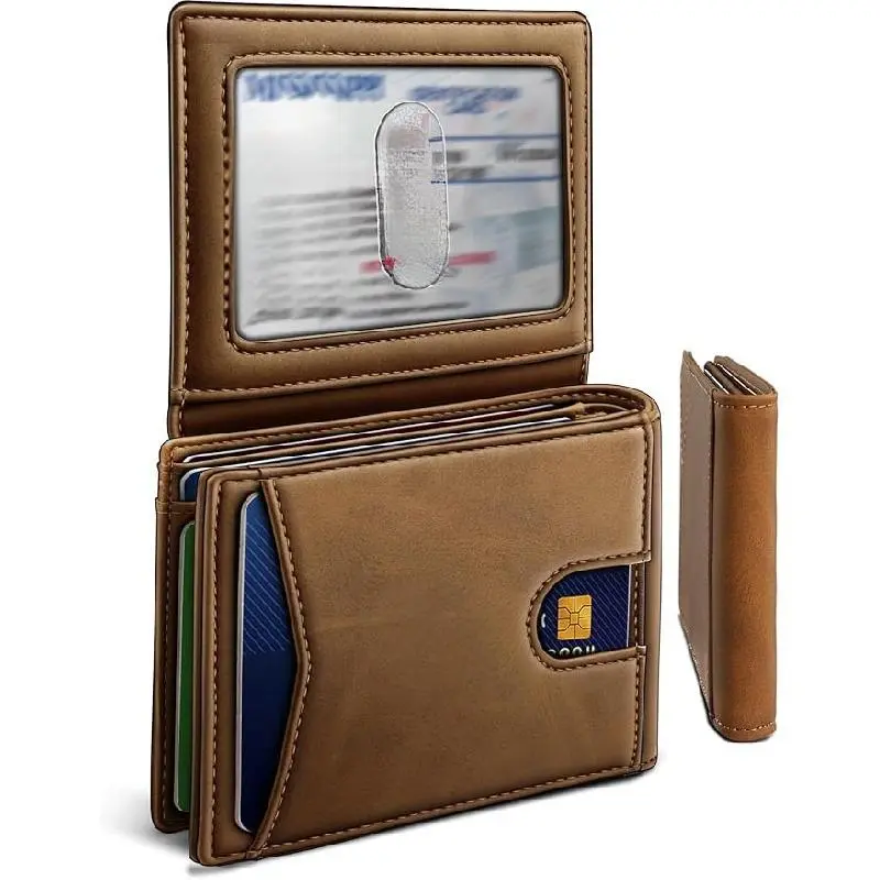 Men's Genuine Leather Slim Wallet - Compact, Chic Retro, 11-Card Capacity, Bill Holder, RFID Blocking, Easy Access, Slim Profile, for Everyday Use, Mens Wallet