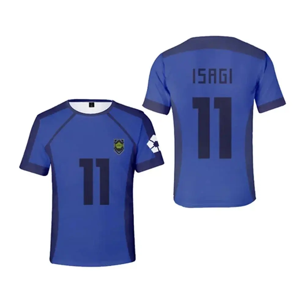 Blue Lock Anime Japanese Isagi Yoichi Football Jersey T-shirt Cosplay Hyoma Chigiri Meguru Bachira Tee Original Children Clothes