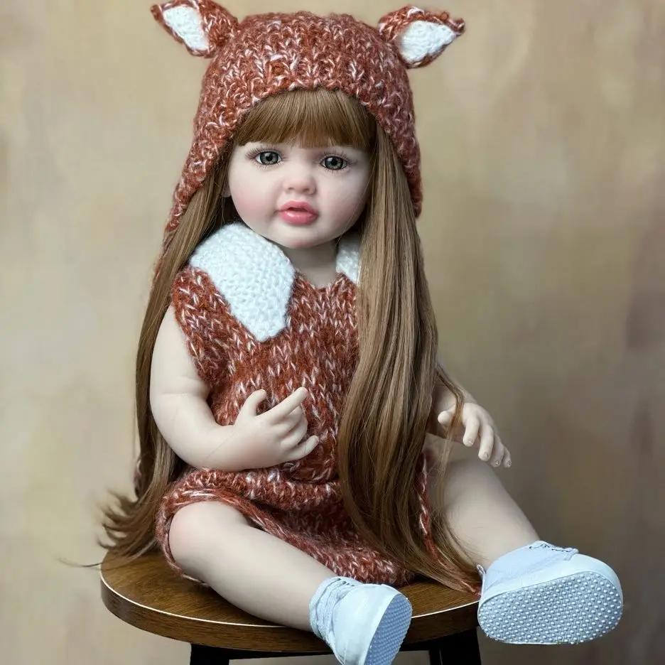 Lifelike Unisex Reborn Baby Doll - 55cm/22in, 1.4kg Full Soft Vinyl Full Body Princess Toddler Bebe, Princess Soft Dolls for 4-6 Years Old Kids, Birthday Present, Christmas Gift, Collectible Dolls, Cute Doll Collectible
