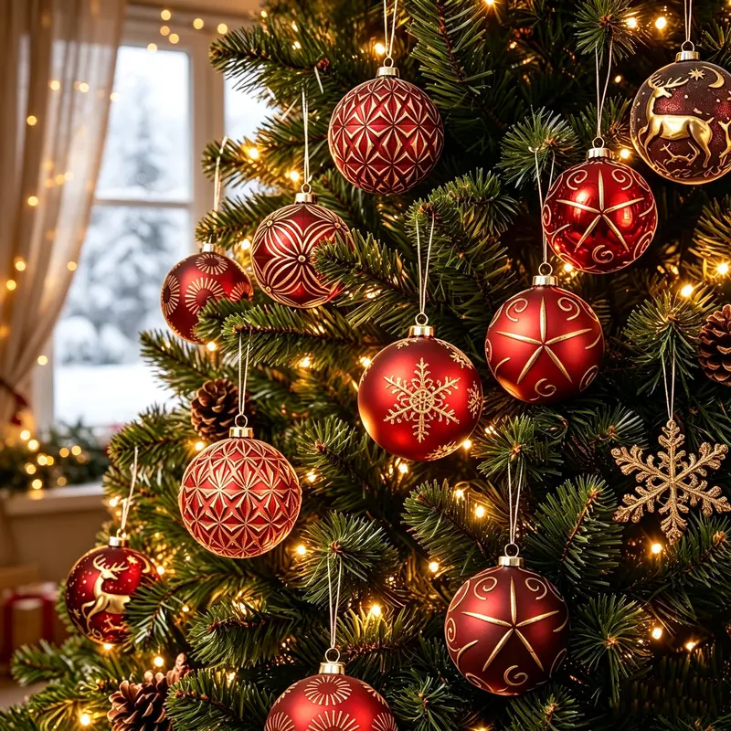 15/19 pieces of vintage red ball Christmas tree ornaments in a light luxury style, with fine texture, waterproof, drop-resistant and durable, suitable for decorating various Christmas trees at home, outdoors, parks, and shopping malls, ideal for gifting