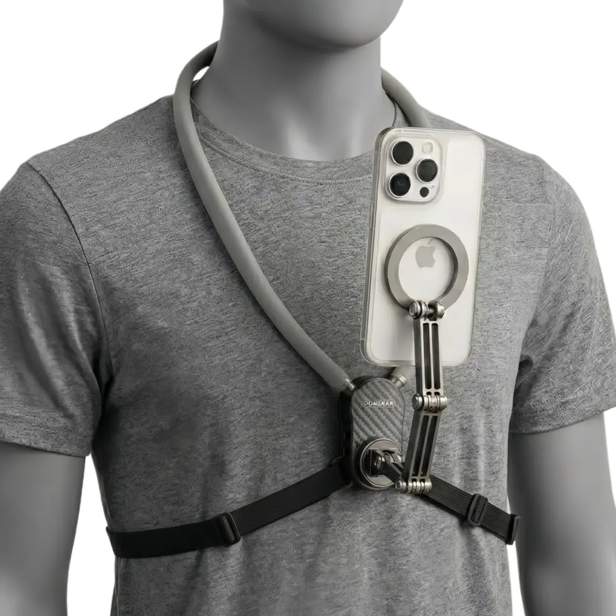 Magnetic Neck Phone Mount, Hands-Free POV Vlog Holder with Chest Strap, Flexible Gooseneck Stand for Video Recording Live Streaming, Compatible with iPhone 17 16 15 14 and Android Smartphones