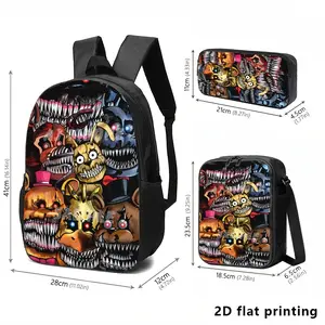 A Backpack, Crossbody Bag, And Pouch Set with Horror-Themed Cartoon Designs; Styled with a Dark Aesthetic for Those Who Follow Trends; Ideal for Daily Commutes, Travel, And Artistic Environments