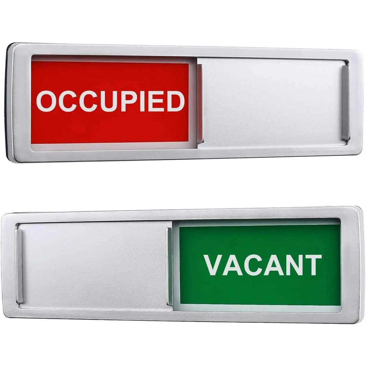 Vacant Occupied Door Sign with Privacy Indicator for Home Office Restroom Conference Hotels Hospital, 7'' x 2'' - Silver
