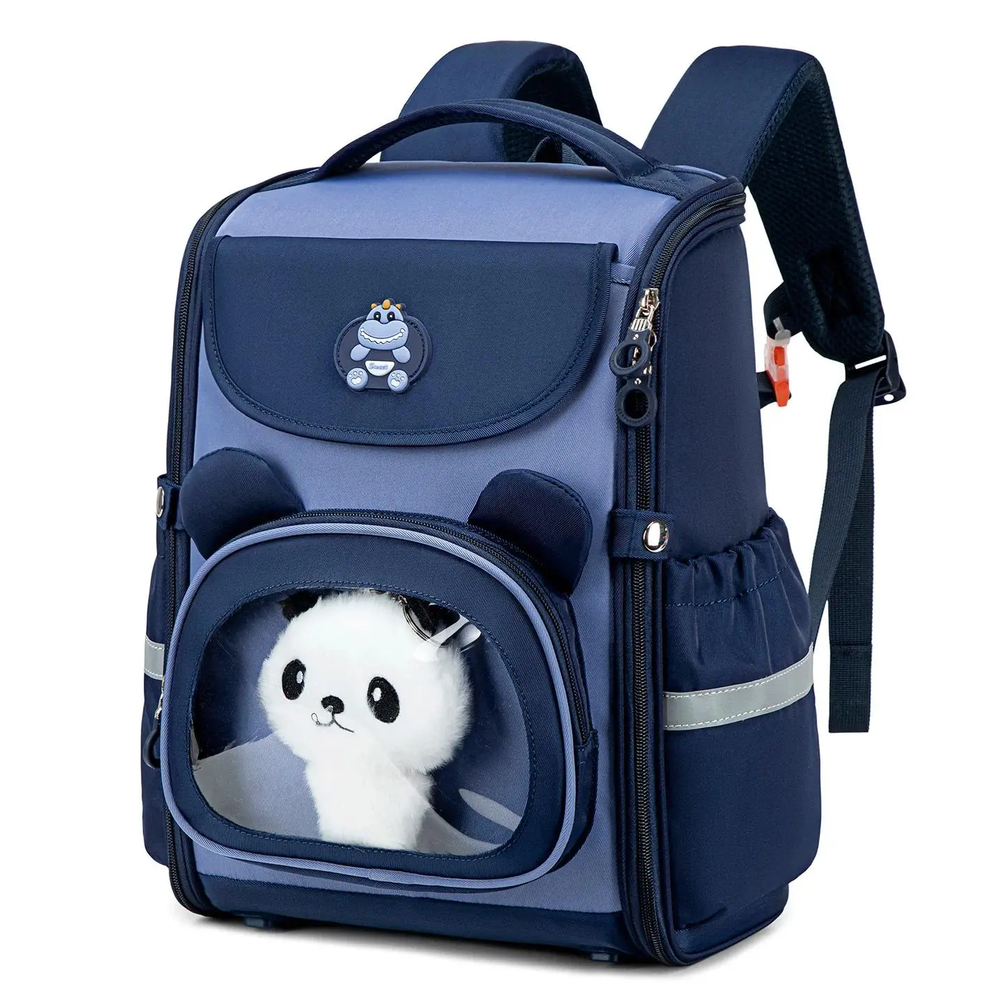 Transparent Panda School Backpack for Primary School Students in Grades 2-5, Boys and Girls Integrated Cartoon Space Backpack
