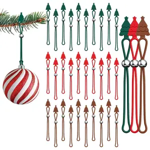 30pcs Tricolor Silicone Christmas Ornament Hooks for Hanging Ornaments Wreaths Stockings Holiday Decor