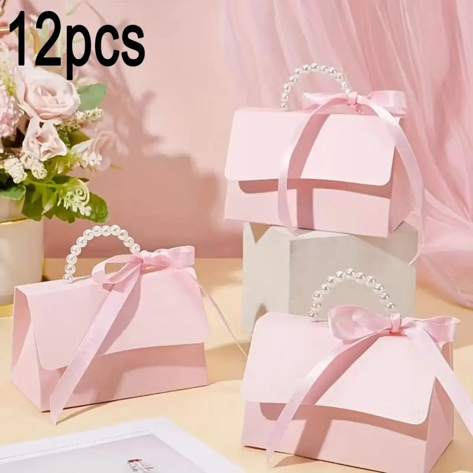 12 Piece Faux Pearl Decorative Gift Bags, Elegant Party Favor Packaging, Durable and Stylish Design, Perfect for Bridal Shower, Wedding Souvenirs & Party Accessories