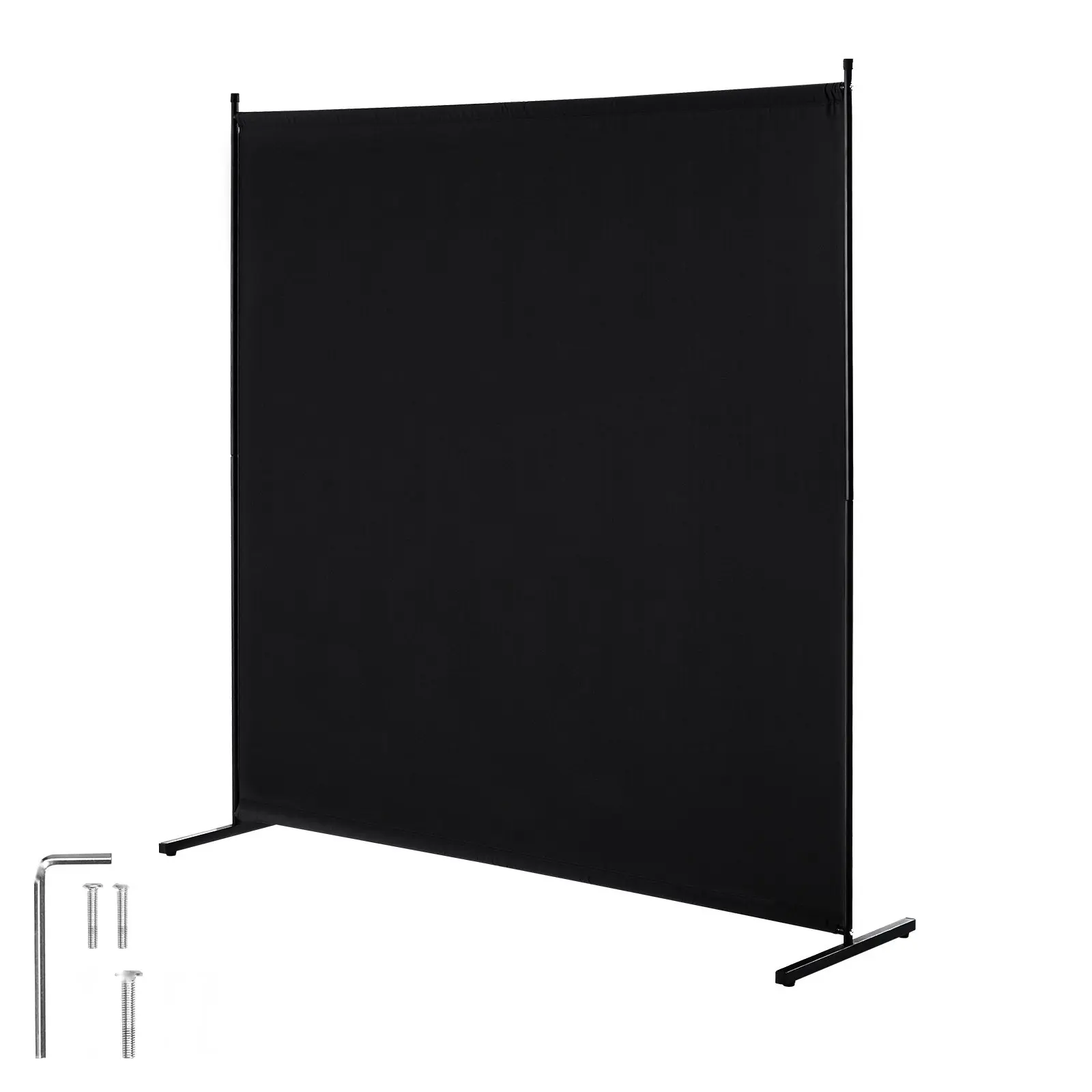 Room Divider Panel, Single Panel Privacy Screen, 6-Foot Tall Indoor Partition For Room Separation, Freestanding Floor Divider For Office And Bedroom, Black Finish, Lightweight And Easy To Assemble