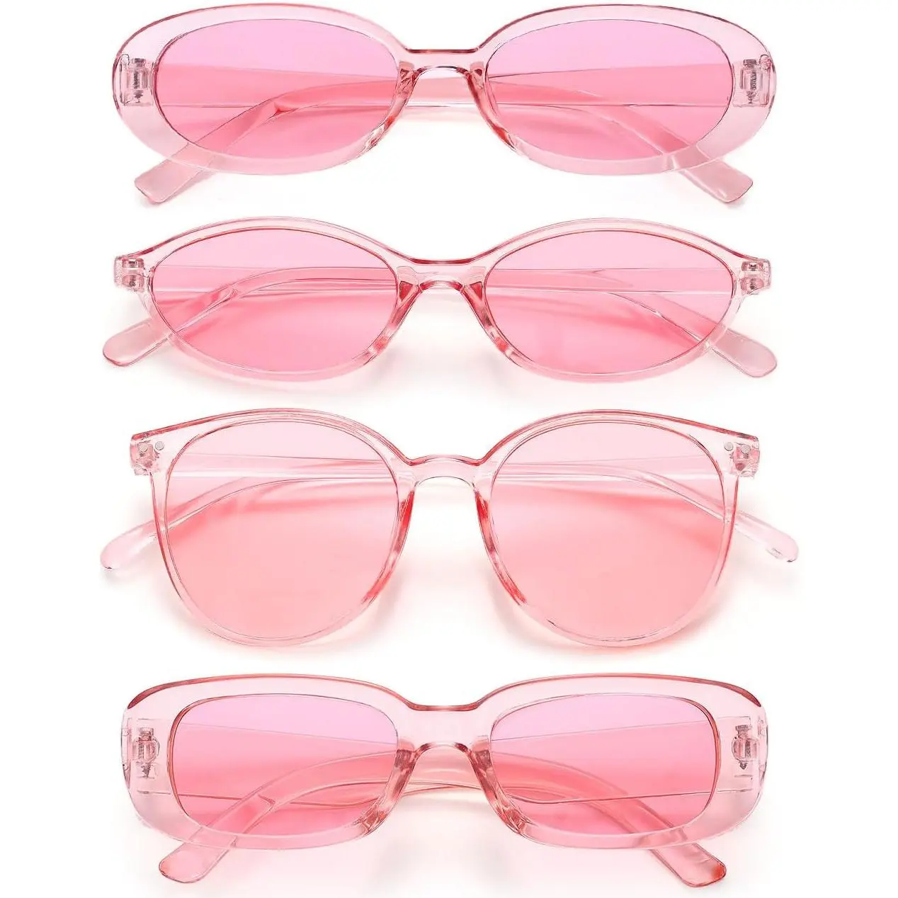 4Pack Colorful Party Sunglasses Bulk Retro Small Rectangle Shades Set Women  Square Sun Glasses