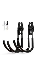 Heavy Duty Steel Hooks,Garage Storage Utility Hooks,Heavy Duty Tool Organizer,Steel Wall Mount Hook, Hose Hanger, Garage Garden Hooks (2)