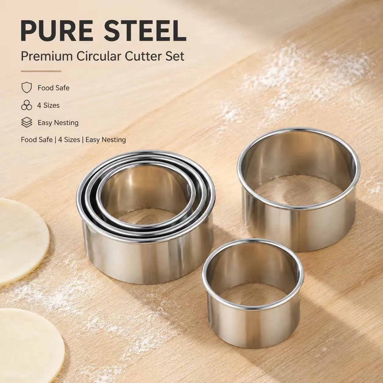 4/2 Piece Stainless Steel Round Dumpling Mold, Cut Dough, Press Cookies, Cakes, Kitchen Baking Tool, Restaurant Essential