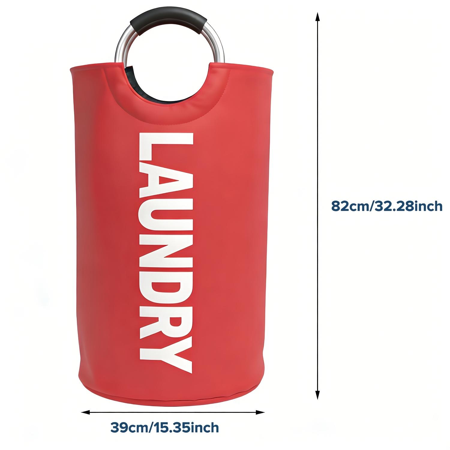 Extra Large Foldable Laundry Basket Hamper Bag (Aluminum Full Loop Handle) - Tall Collapsible Fabric Clothes Bin for Bedroom, Bathroom, College Dorm Storage, Closet Organization & Washing (Space-Saving Design)