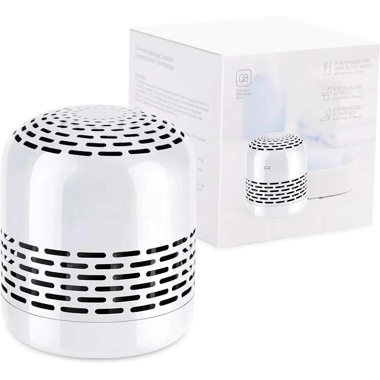 Charcoal Fridge Deodorizer with Stainless Steel Filter & Deodorizing Technology - 10-Year Long-Lasting Odor Eliminator, Compact, Lightweight, Ch-Cut Design, Replaces Baking Soda for Fridge & Freezer, Travel & Gym Bags Friendly, Exceptional Odor Absorption
