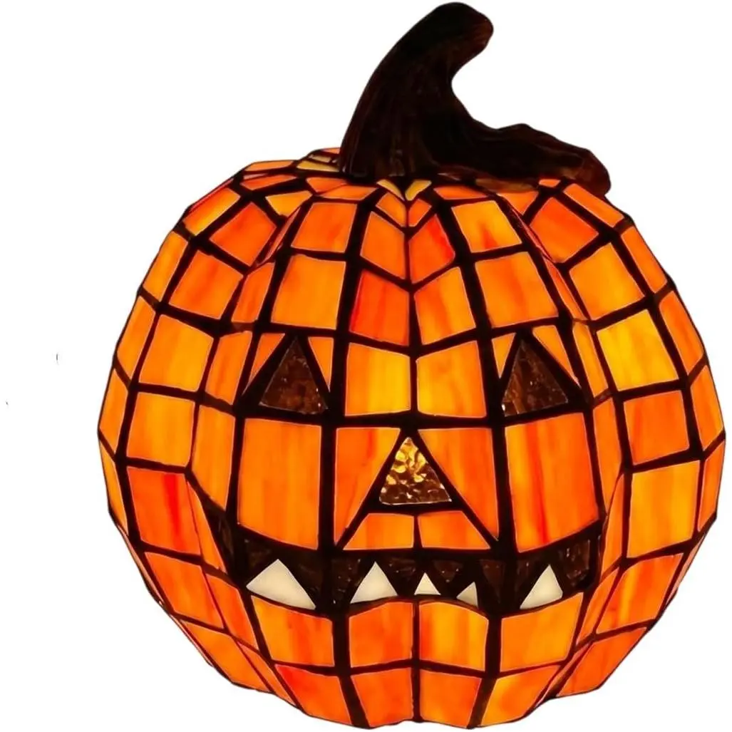 Halloween Lamp Stained Glass Pumpkin Lamp Pumpkin Stained Glass Lamp |   2026 Halloween Pumpkins Ornaments,Halloween Decor,Starry Night,Indoor Pumpkins Lantern Decorations for Home,Holiday,Party